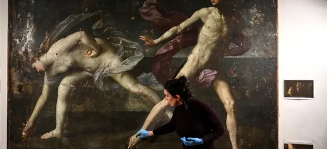 intervention Hippomène et Atalante, Guido Reni musée de Libourne, © Christophe Archambault / AFP